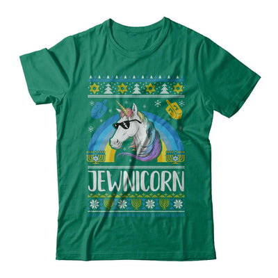 Jewnicorn Funny Jewish Unicorn Hanukkah Chanukah Sweater-T-Shirt & Sweatshirt-Classic T-Shirt-Kelly Green