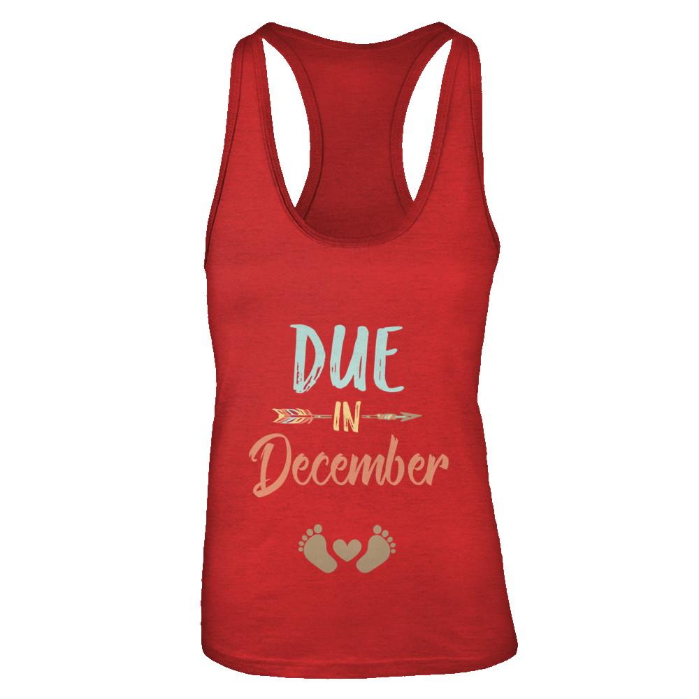 Due Date December 2021 Announcement Mommy Bump Pregnancy-T-Shirt & Tank Top-Women's Ideal Racerback Tank-Red