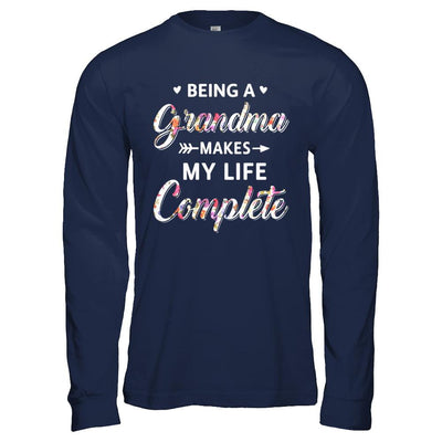 Being A Grandma Makes My Life Complete Mothers Day-T-Shirt & Hoodie-Long Sleeve T-Shirt-Navy