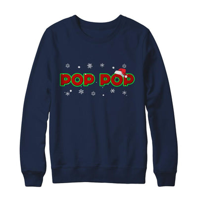 Pop Pop Christmas Santa Ugly Sweater Gift-T-Shirt & Sweatshirt-Crewneck Sweatshirt-Navy
