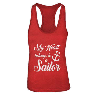 My Heart Belongs To A Sailor Wife Gift-T-Shirt & Tank Top-Women's Ideal Racerback Tank-Red