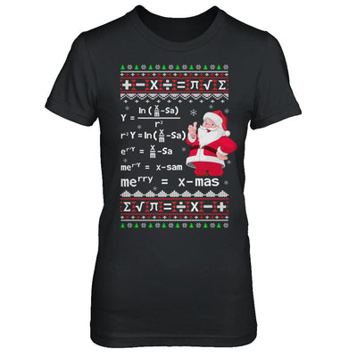 Funny Merry Xmas In Math Ugly Christmas Sweater-T-Shirt & Sweatshirt-Women's T-Shirt-Black