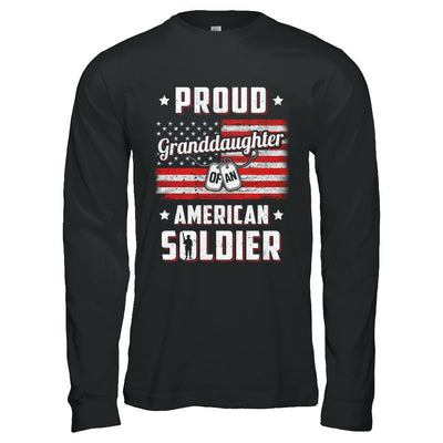 Proud Granddaughter Of A Soldier Army Papa Veteran-T-Shirt & Hoodie-Long Sleeve T-Shirt-Black