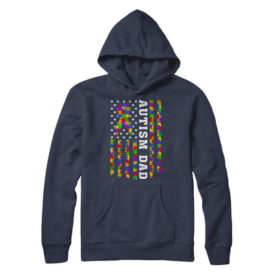 Proud Autism Dad Daddy Autistic Us Flag Fathers Day-T-Shirt & Hoodie-Pullover Hoodie-Navy