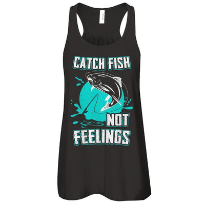 Catch Fish Not Feelings Fishing-T-Shirt & Tank Top-Women's Flowy Racerback Tank-Black