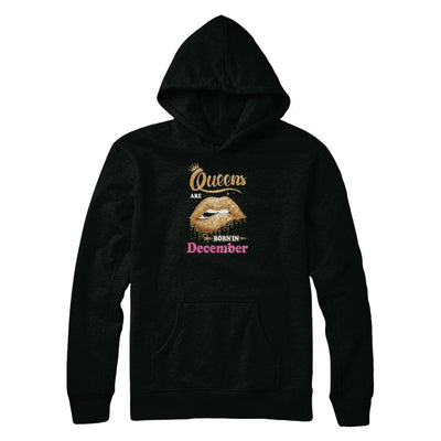 Lipstick Black Queens Are Born In December Birthday Gift-T-Shirt & Tank Top-Pullover Hoodie-Black