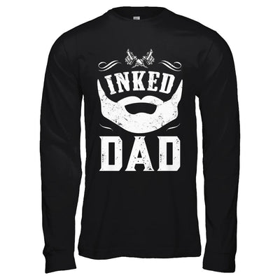 Inked Dad Bearded Man Tattooed Tattoos Fathers Day-T-Shirt & Hoodie-Long Sleeve T-Shirt-Black