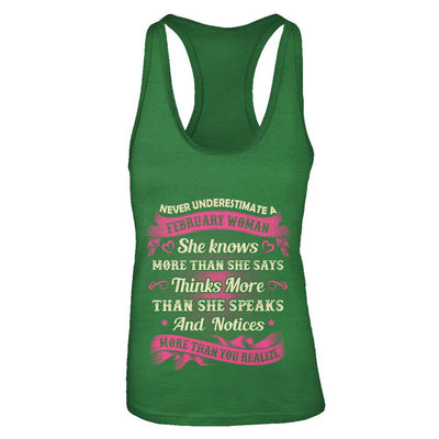 February Woman She Knows More Than She Says Birthday Gift-T-Shirt & Tank Top-Women's Ideal Racerback Tank-Kelly Green