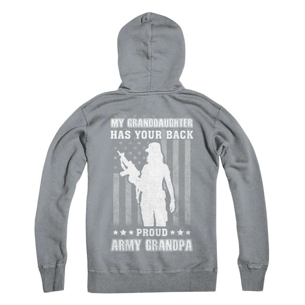 My Granddaughter Has Your Back Proud Proud Army Grandpa-T-Shirt & Hoodie-Pullover Hoodie-Light Steel