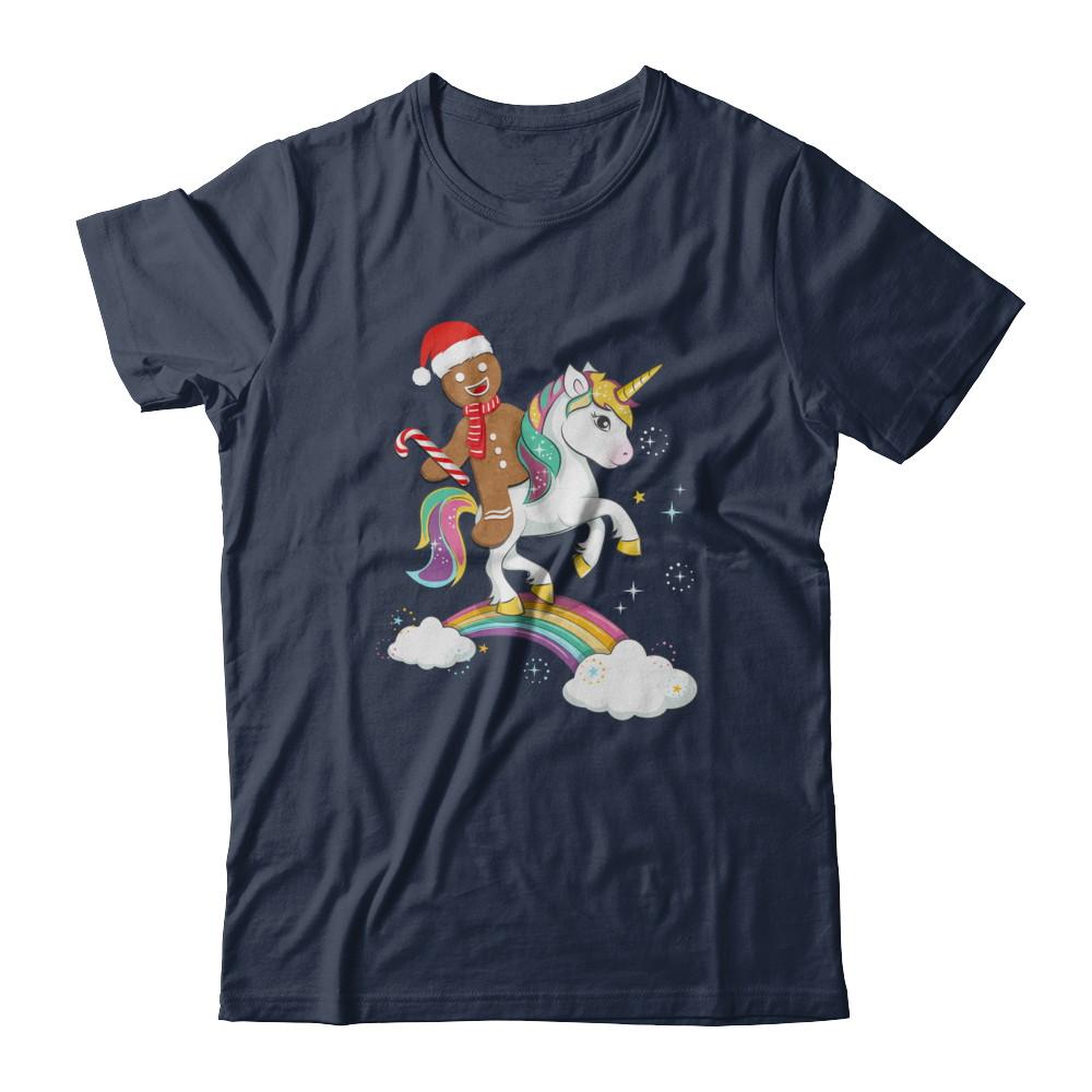 Gingerbread Man Riding A Unicorn Christmas Xmas Gift-T-Shirt & Sweatshirt-Classic T-Shirt-Navy