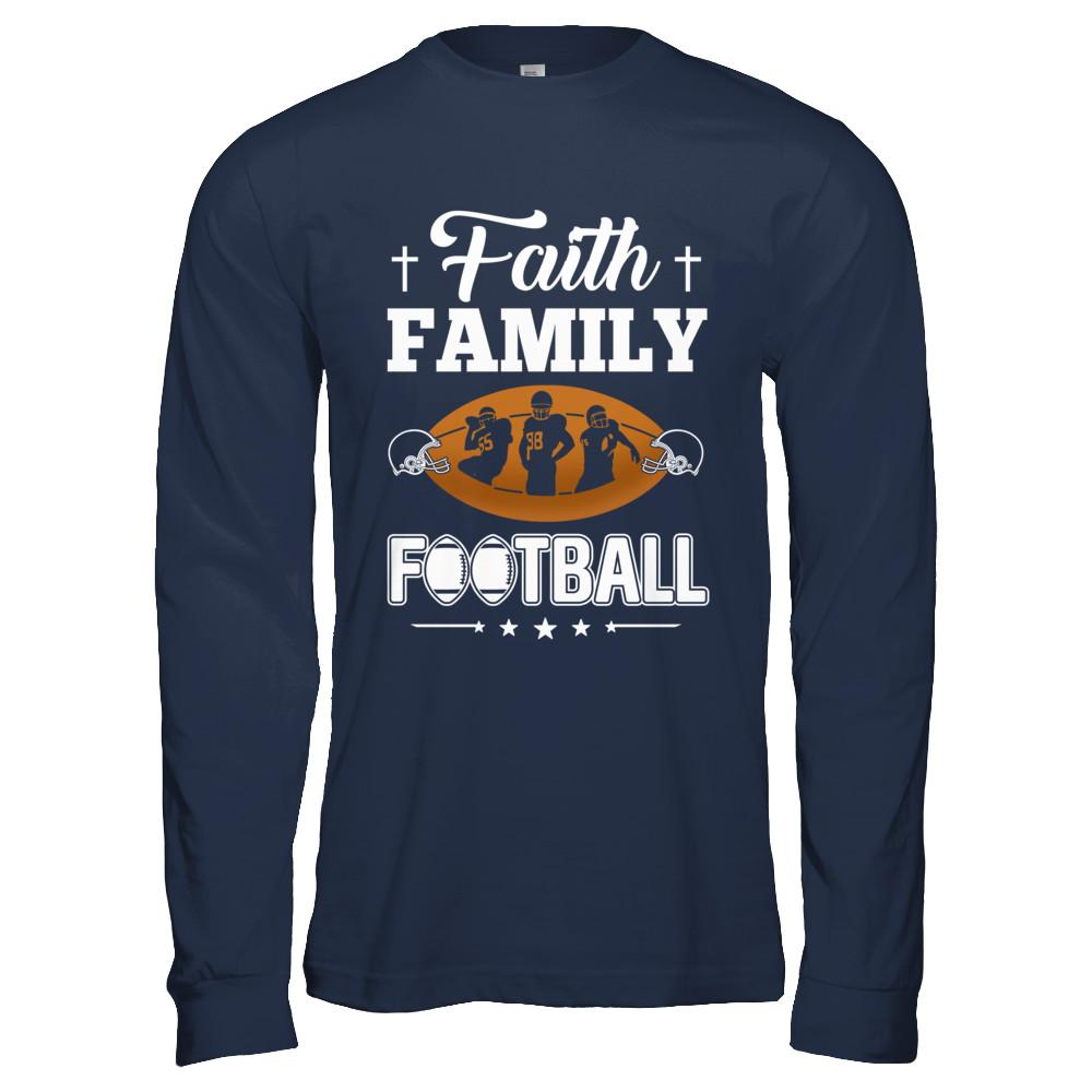 Faith Family Football-T-Shirt & Hoodie-Long Sleeve T-Shirt-Navy