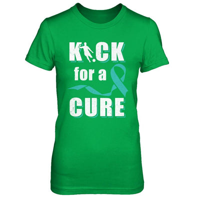 Kick For A Cure Soccer Teal Ovarian Cancer Awareness-T-Shirt & Hoodie-Women's T-Shirt-Irish Green