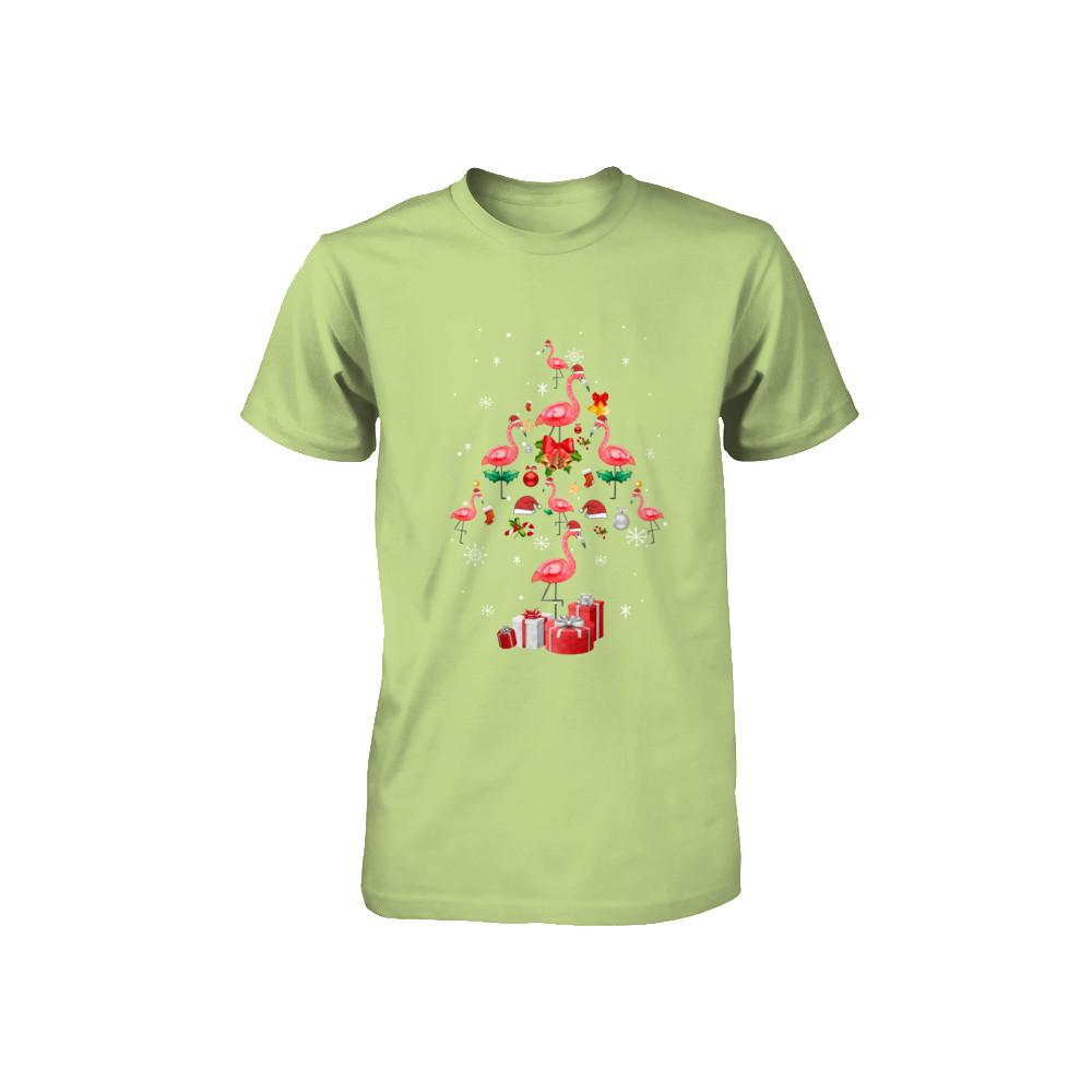 Santa Flamingo Christmas Tree Gift Youth-Youth Shirt-Toddler T-Shirt-Key Lime
