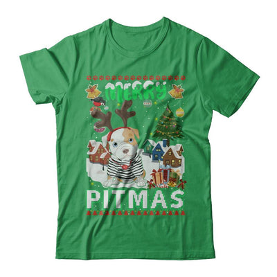 Cute Pitbull Christmas Merry Pigmas Ugly Sweater Christmas-T-Shirt & Sweatshirt-Premium T-Shirt-Kelly Green