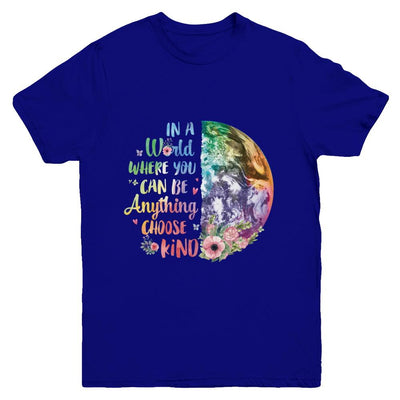 Earth In A World Where You Can Be Anything Be Kind Youth-Youth Shirt-Youth T-Shirt-Navy