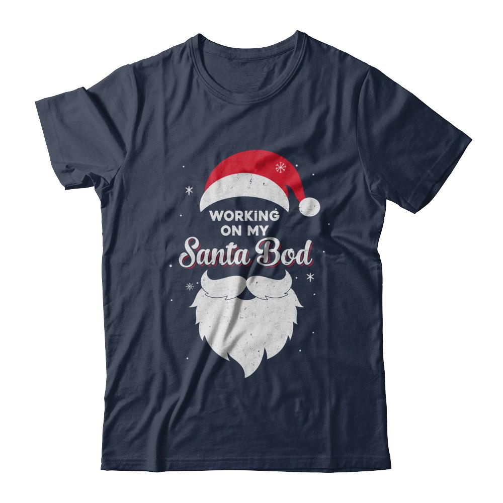 Working On My Santa Bod Pajamas Dad Papa Christmas-T-Shirt & Sweatshirt-Classic T-Shirt-Navy