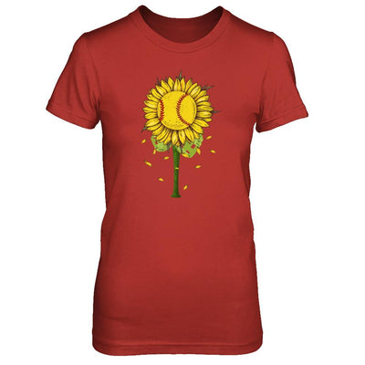 Sunflower Softball Mom Daughter Lover Gift-T-Shirt & Tank Top-Women's T-Shirt-Red