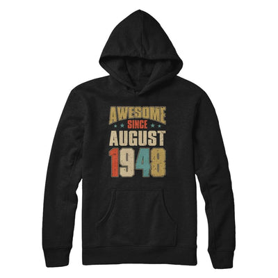 Vintage Retro Awesome Since August 1948 73th Birthday-T-Shirt & Hoodie-Pullover Hoodie-Black