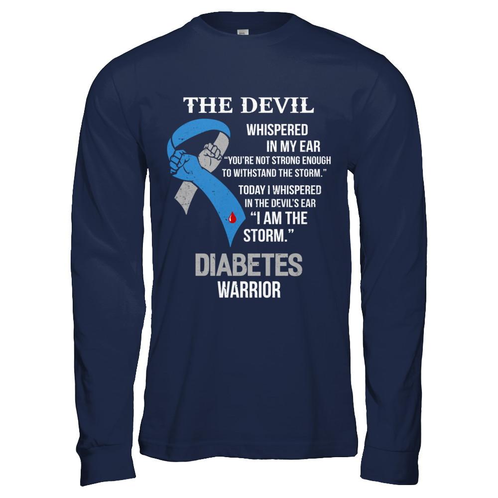 I Am The Storm Support Diabetes Awareness Warrior Gift-T-Shirt & Hoodie-Long Sleeve T-Shirt-Navy
