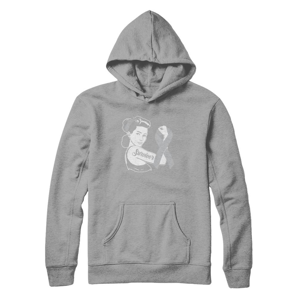 We Can Cure It Grey Brain Cancer Awareness Survivor-T-Shirt & Hoodie-Pullover Hoodie-Light Steel