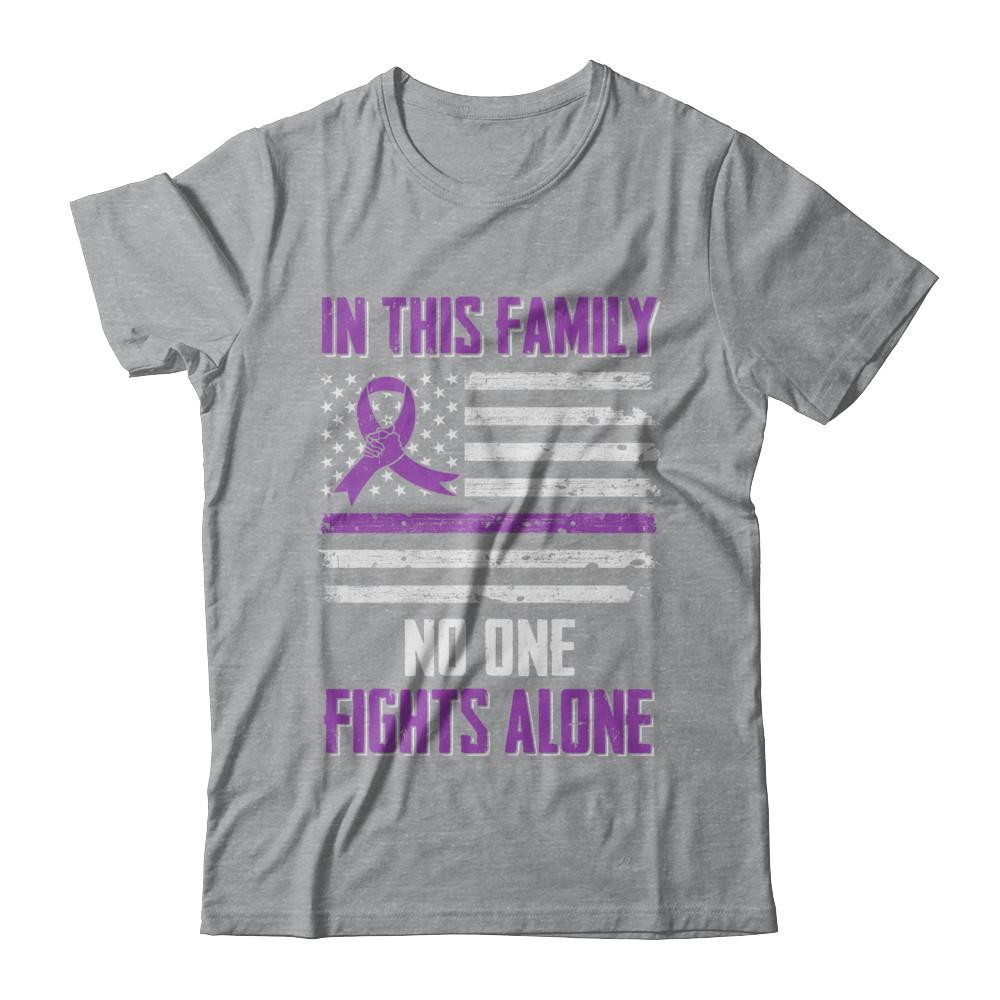 In This Family No One Fights Alone Pancreatic Cancer-T-Shirt & Hoodie-Classic T-Shirt-Sport Grey
