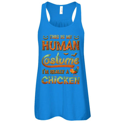 Chicken Halloween My Human Costume I'm Really A Chicken-T-Shirt & Tank Top-Women's Flowy Racerback Tank-True Royal
