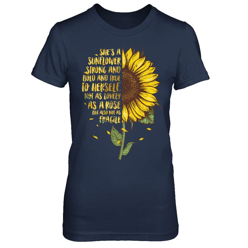 She's A Sunflower Strong And Bold And True To Herself-T-Shirt & Hoodie-Women's T-Shirt-Navy