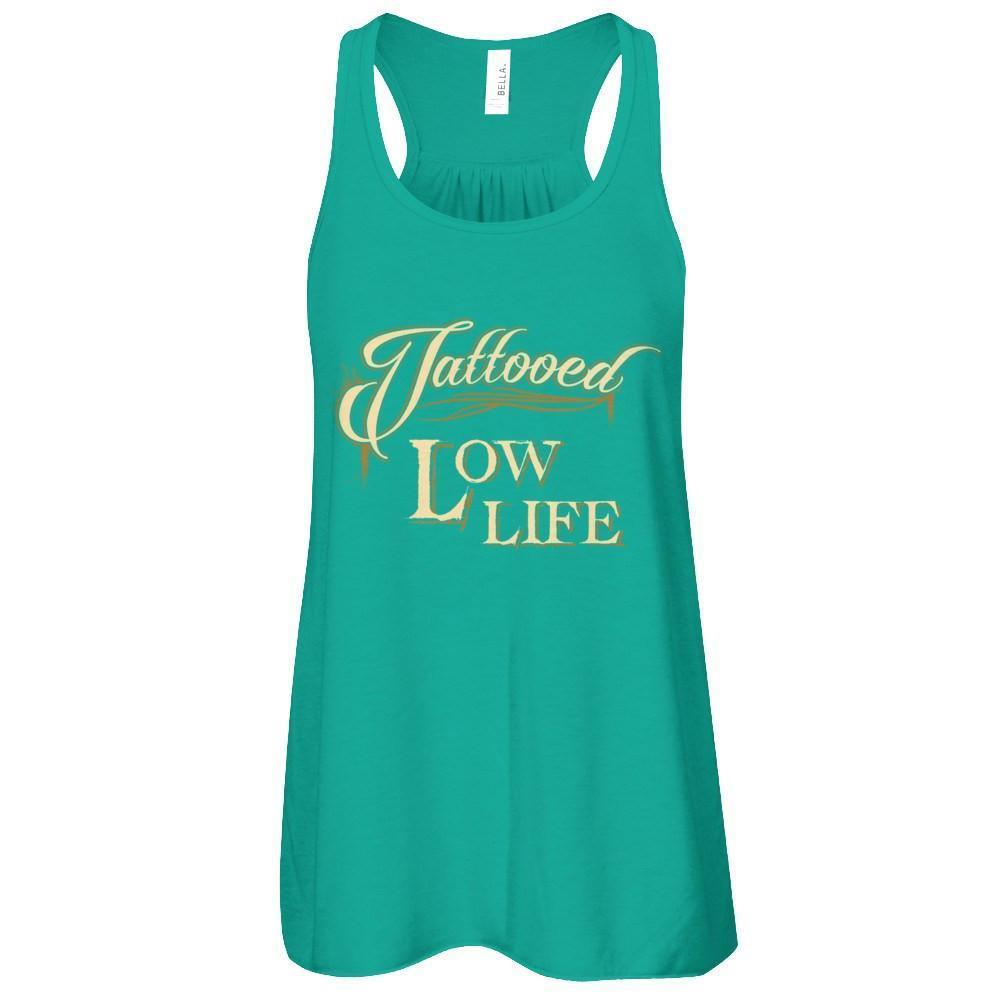 Tattooed Low Life-T-Shirt & Tank Top-Women's Flowy Racerback Tank-Kelly