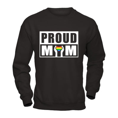 Proud Mom Lgbt Gay Lesbian Pride-T-Shirt & Hoodie-Crewneck Sweatshirt-Black