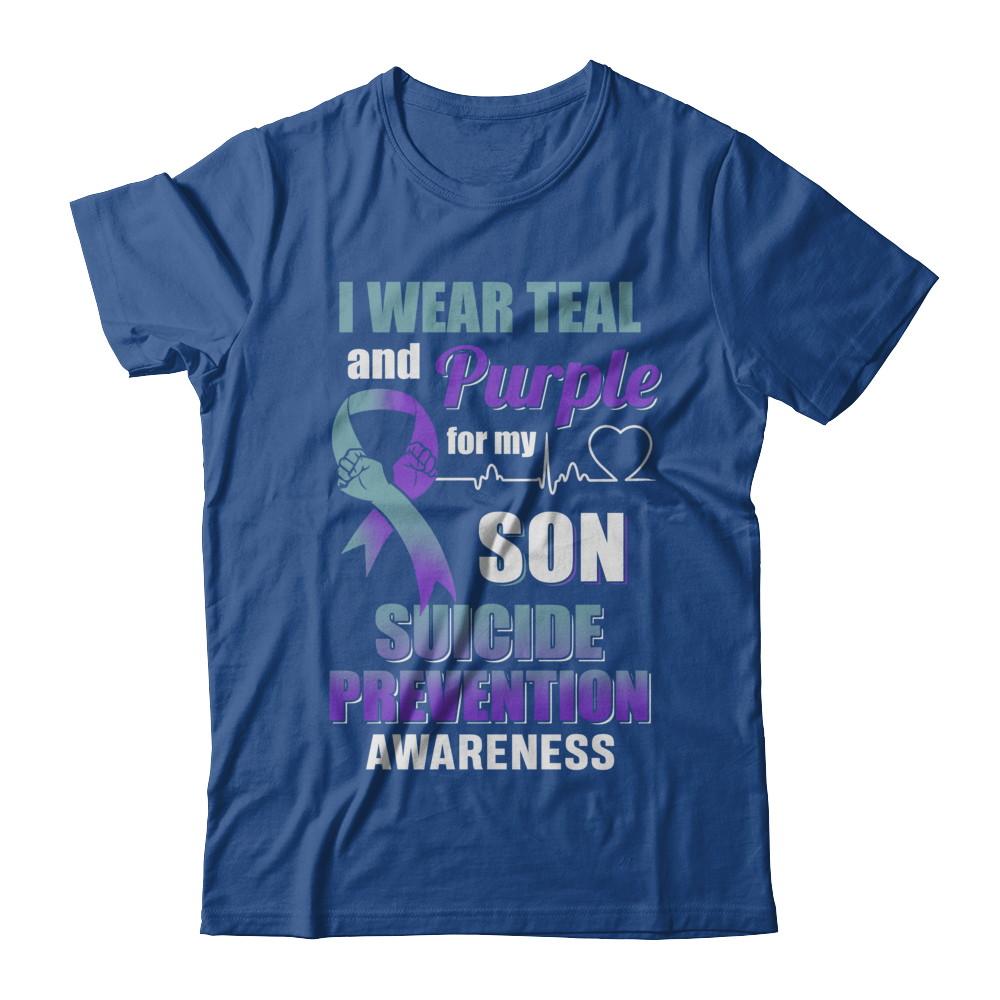 I Wear Teal Purple For My Son Suicide Prevention Awareness-T-Shirt & Hoodie-Classic T-Shirt-Royal