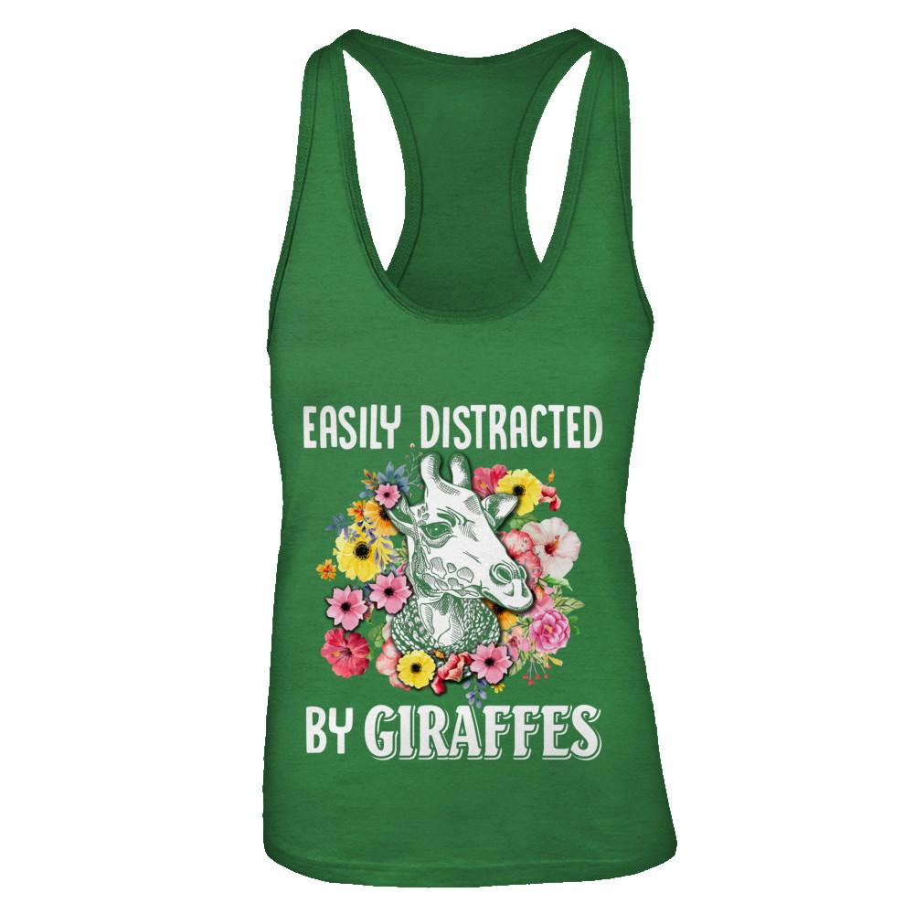 Easily Distracted By Giraffes-T-Shirt & Tank Top-Women's Ideal Racerback Tank-Kelly Green