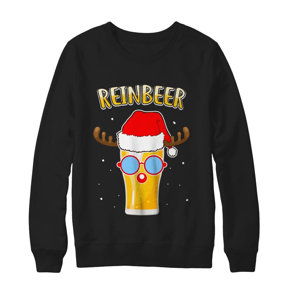 Funny Christmas Gift Beer Reindeer Lovers Reinbeer-T-Shirt & Sweatshirt-Crewneck Sweatshirt-Black