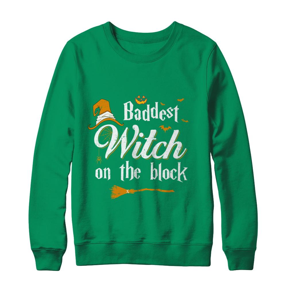 Baddest Witch On The Block-T-Shirt & Sweatshirt-Crewneck Sweatshirt-Irish Green