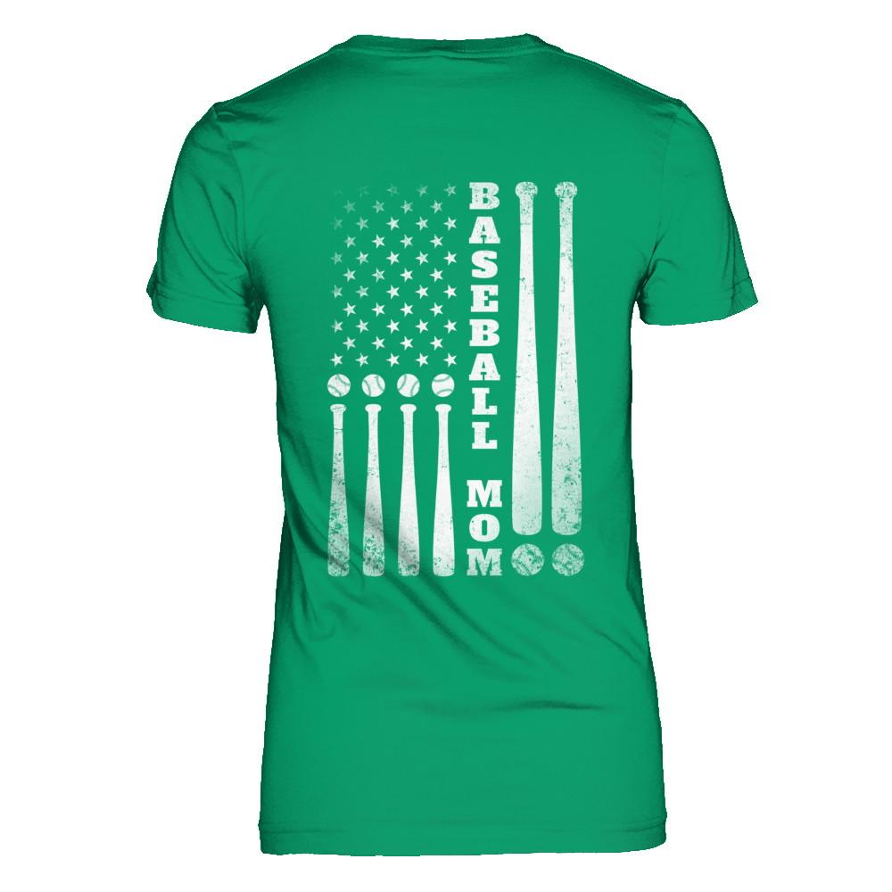 American Flag Vintage Baseball Mom Mother's Day-T-Shirt & Hoodie-Women's T-Shirt-Irish Green