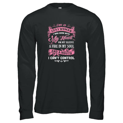 Vintage 1993 Woman 28 Birthday I Was Born With My Heart-T-Shirt & Tank Top-Long Sleeve T-Shirt-Black