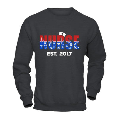 Nurses Est 2017 Graduation-T-Shirt & Hoodie-Crewneck Sweatshirt-Dark Heather