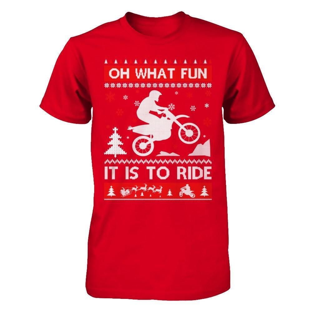 Motocross Sweater Christmas Oh What Fun It Is To Ride-T-Shirt & Hoodie-Premium T-Shirt-Red