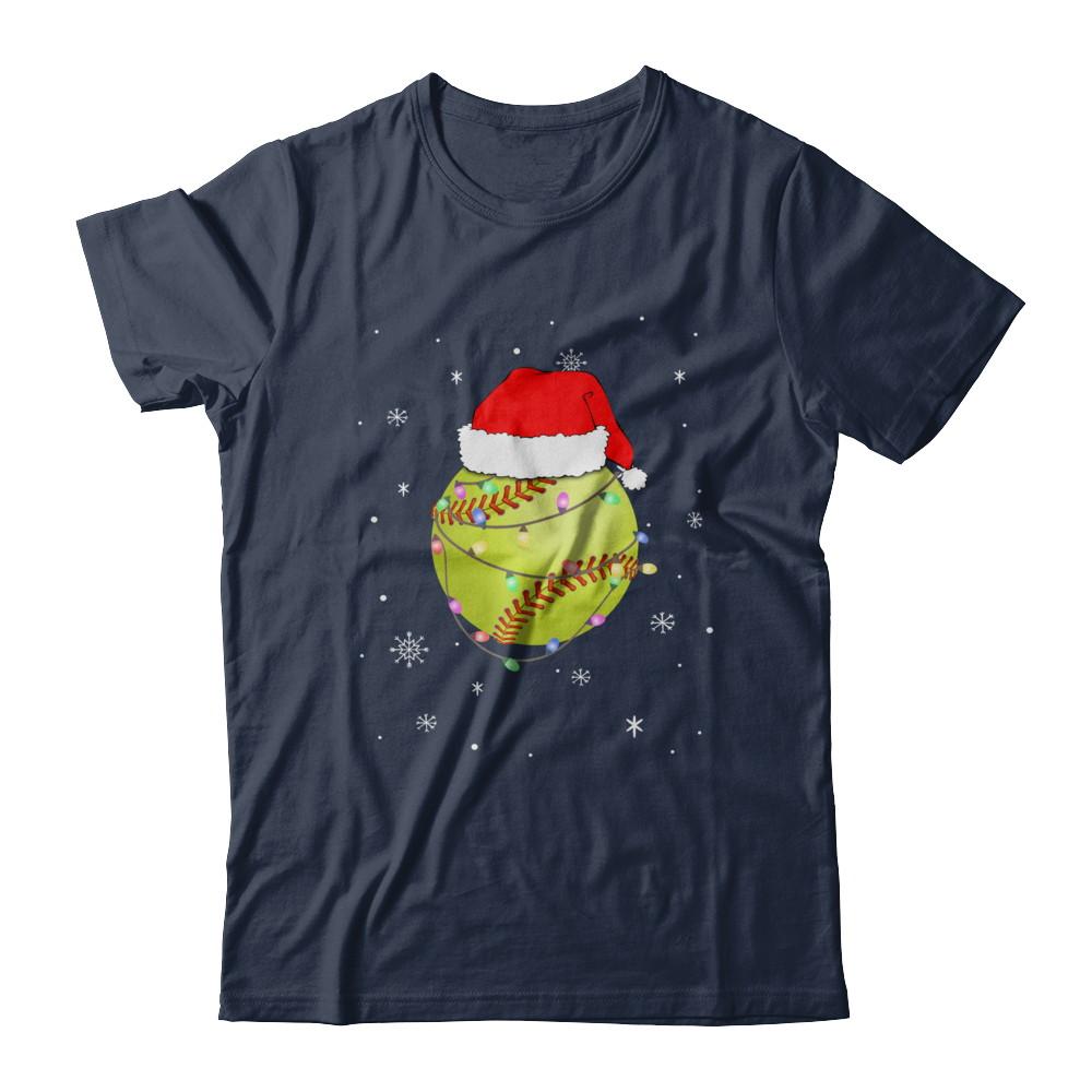 Santa Hat Softball Christmas Gifts-T-Shirt & Sweatshirt-Classic T-Shirt-Navy