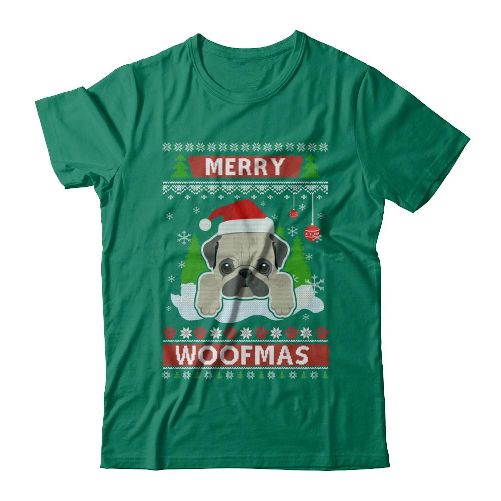 Pug Merry Woofmas Ugly Christmas Sweater-T-Shirt & Sweatshirt-Classic T-Shirt-Kelly Green