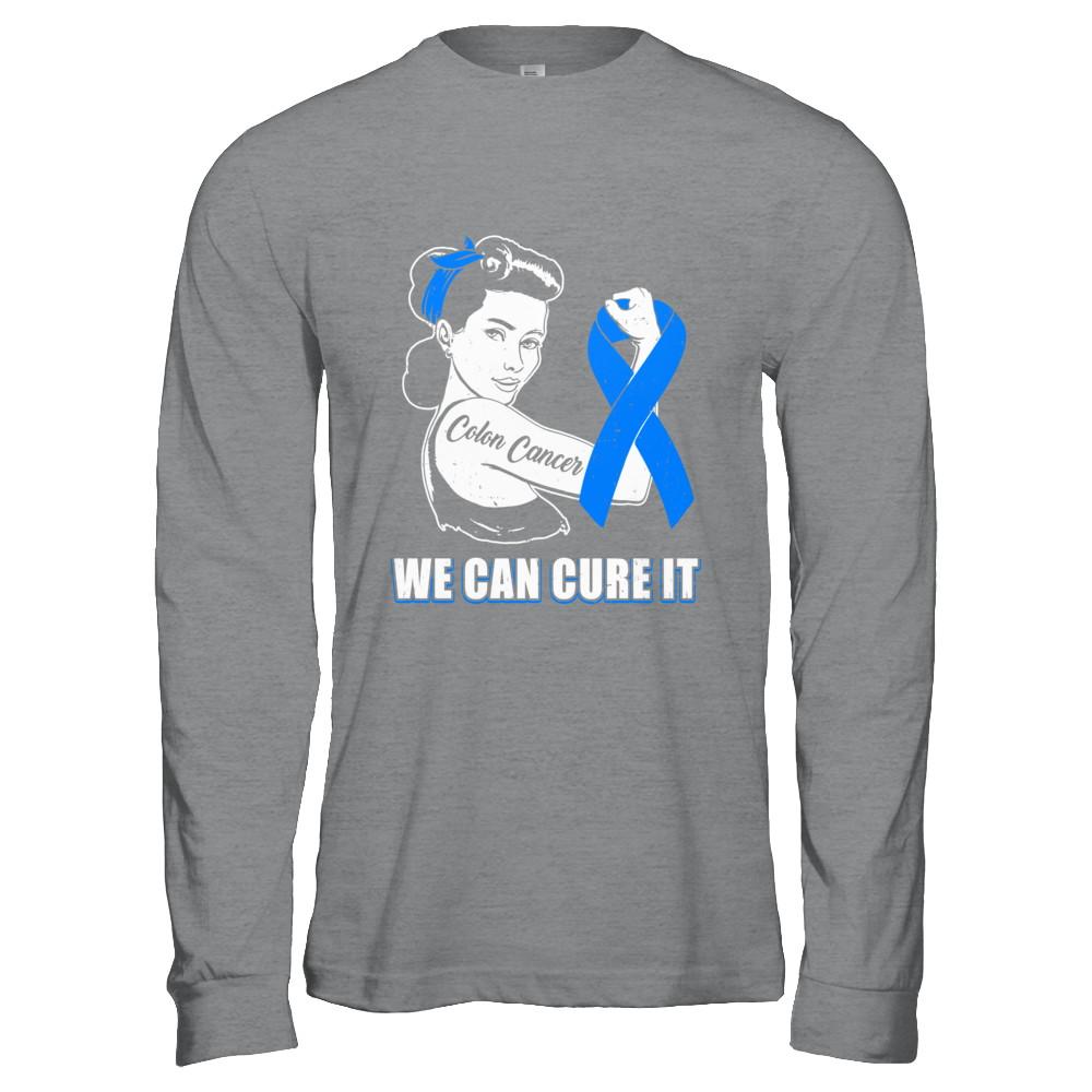 Colon Cancer Awareness Survivor We Can Cure It-T-Shirt & Hoodie-Long Sleeve T-Shirt-Sport Grey