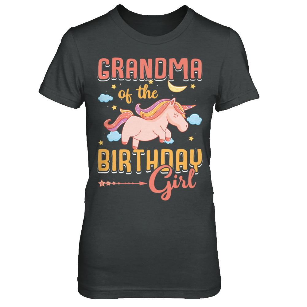 Grandma Of The Birthday Girl Unicorn-T-Shirt & Hoodie-Women's T-Shirt-Dark Heather