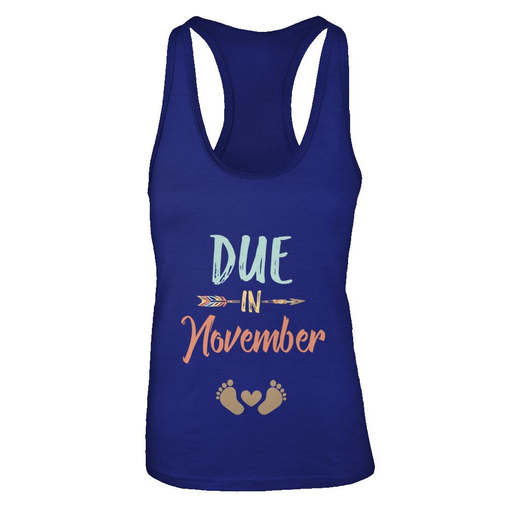 Due Date November 2021 Announcement Mommy Bump Pregnancy-T-Shirt & Tank Top-Women's Ideal Racerback Tank-Royal