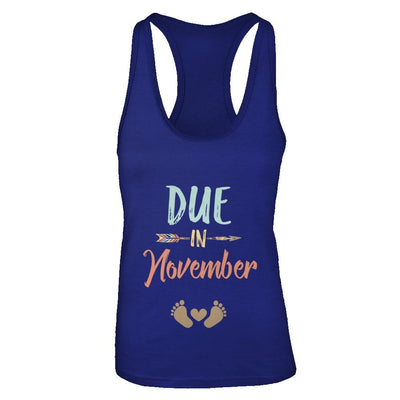 Due Date November 2021 Announcement Mommy Bump Pregnancy-T-Shirt & Tank Top-Women's Ideal Racerback Tank-Royal