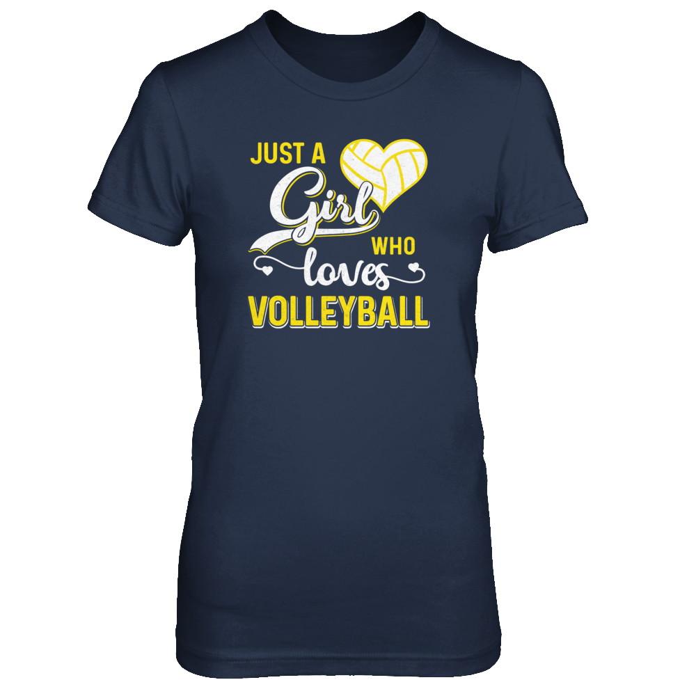 Just A Girl Who Loves Volleyball-T-Shirt & Tank Top-Women's T-Shirt-Navy