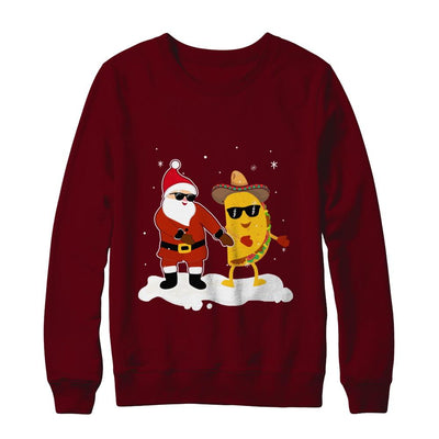 Flossing Santa Claus Taco Christmas Pajamas Gifts-T-Shirt & Sweatshirt-Crewneck Sweatshirt-Maroon
