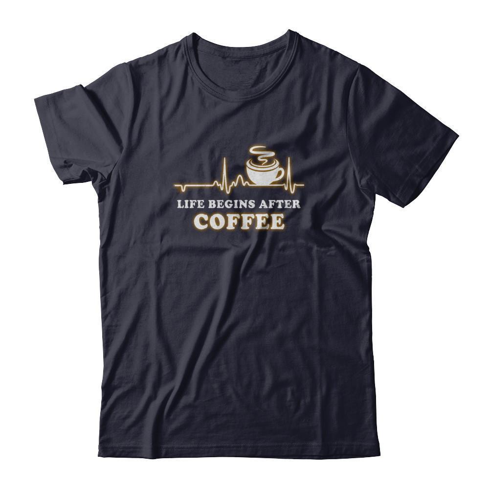 Life Begins After Coffee Heartbeat-T-Shirt & Tank Top-Premium T-Shirt-Midnight Navy