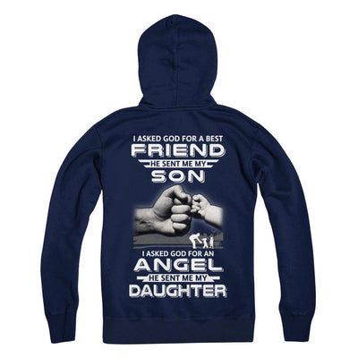 Asked God For A Best Friend He Sent Me My Son & Angel Daughter-T-Shirt & Hoodie-Pullover Hoodie-Navy