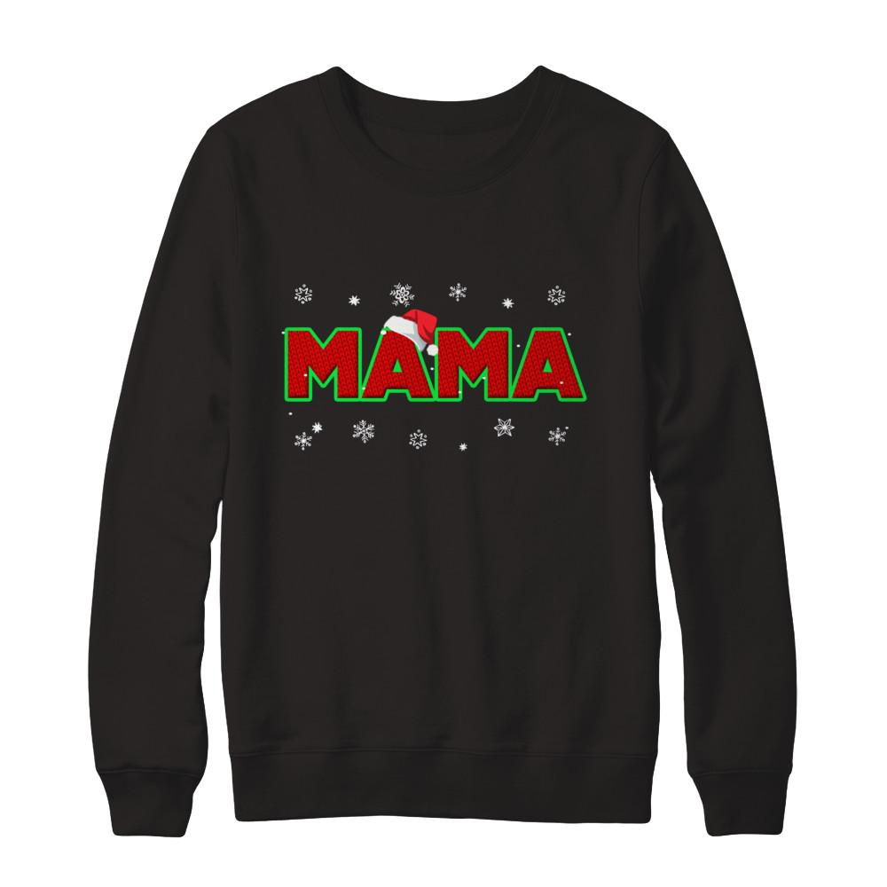 Mama Christmas Santa Ugly Sweater Gift-T-Shirt & Sweatshirt-Crewneck Sweatshirt-Black