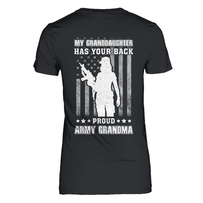 My Granddaughter Has Your Back Proud Proud Army Grandma-T-Shirt & Hoodie-Women's T-Shirt-Black