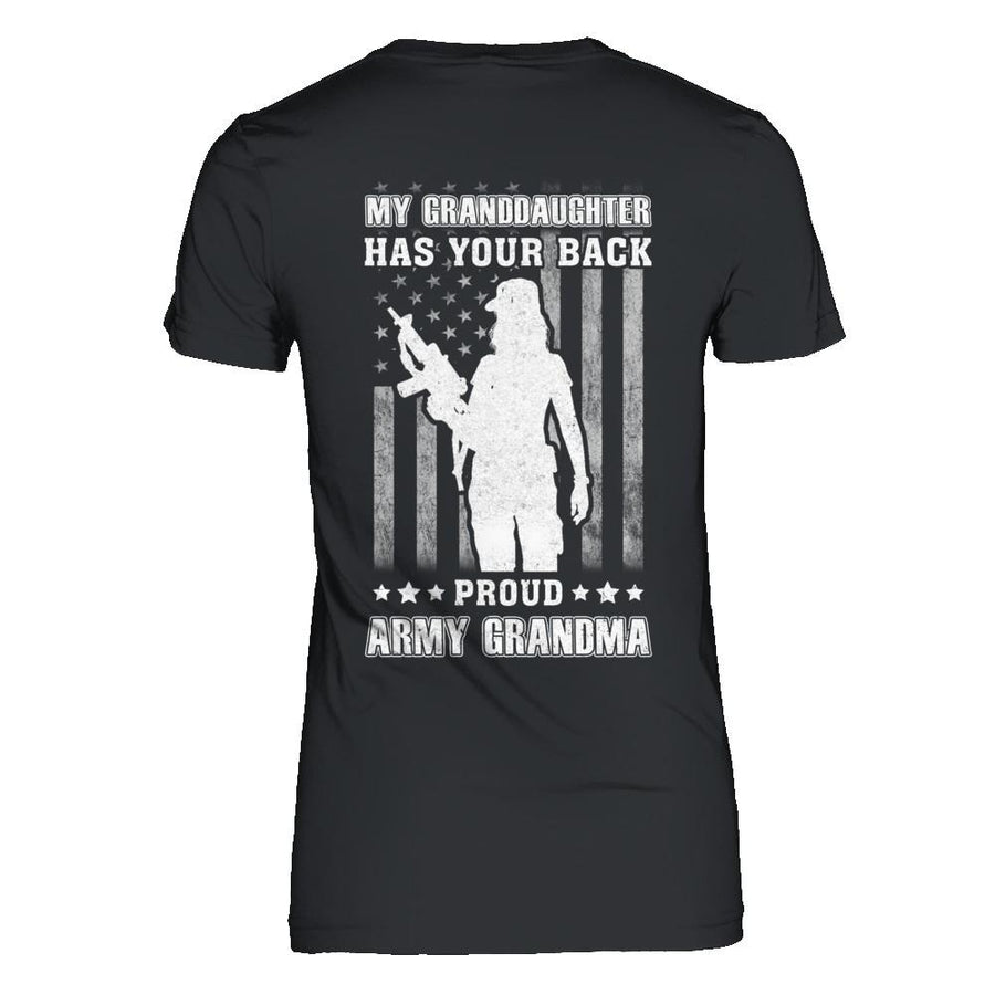 My Granddaughter Has Your Back Proud Proud Army Grandma-T-Shirt & Hoodie-Women's T-Shirt-Black